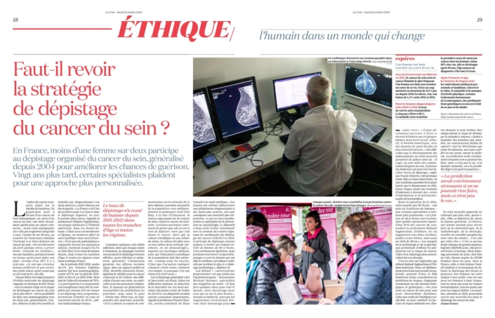 Parution dans La Croix sur la stratégie de dépistage du cancer du sein
